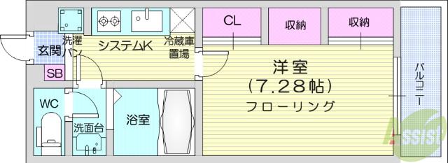 リブリ・エスポワール表柴田(1K/3階)の間取り写真