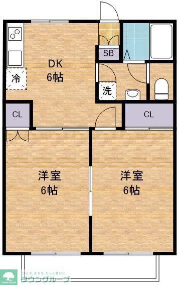 パレスサンライズ(2DK/1階)の間取り写真