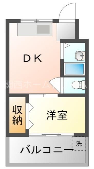 宮前ハイム(1DK/4階)の間取り写真