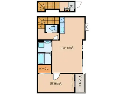 ミエティトゥーラ(1LDK/2階)の間取り写真