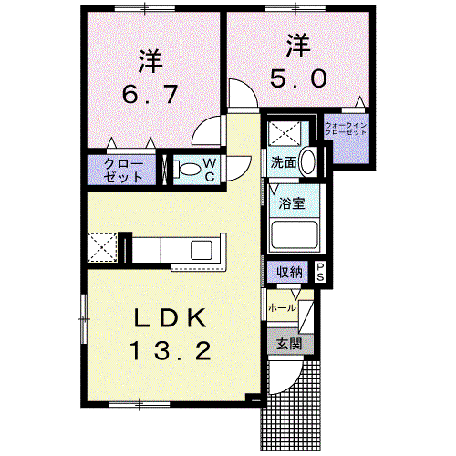 ラフォーレ(2LDK/1階)の間取り写真