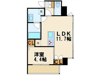 フュージョナル秋葉原(1LDK/6階)の間取り写真