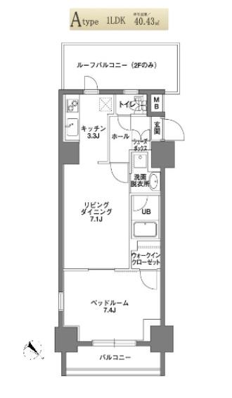 KDX岩本町レジデンス(1LDK/7階)の間取り写真