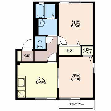 ヴィラジャスティス(2DK/1階)の間取り写真