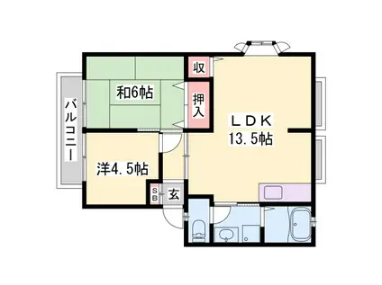バンブーヒル(2LDK/2階)の間取り写真
