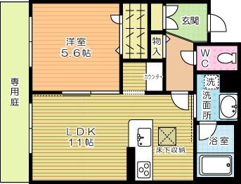 シャーメゾン・ネバーランド(1LDK/1階)の間取り写真