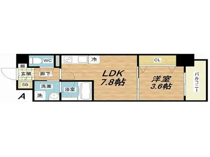 グランツ鶴見(1LDK/4階)の間取り写真