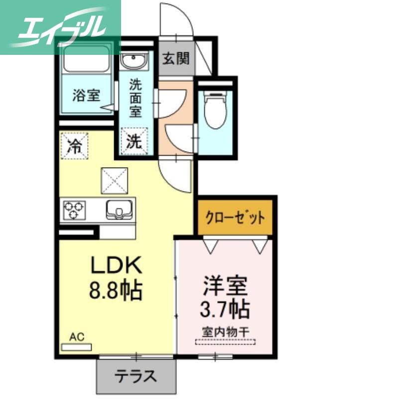 PECHER奥田(1LDK/1階)の間取り写真