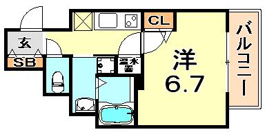 アドバンス神戸アルティス(1K/6階)の間取り写真