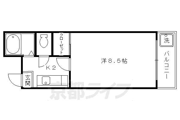 コスモハイツ新町II(1K/3階)の間取り写真