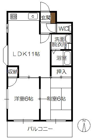 インテグラル海老園(2LDK/3階)の間取り写真