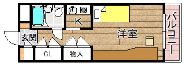 ビエラコート高槻(1K/4階)の間取り写真