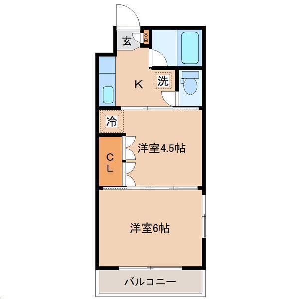 イーグルハイツ宮千代(2K/5階)の間取り写真