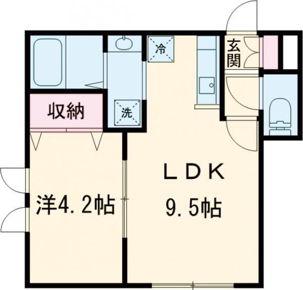 ラダトーム恵み野(1LDK/1階)の間取り写真