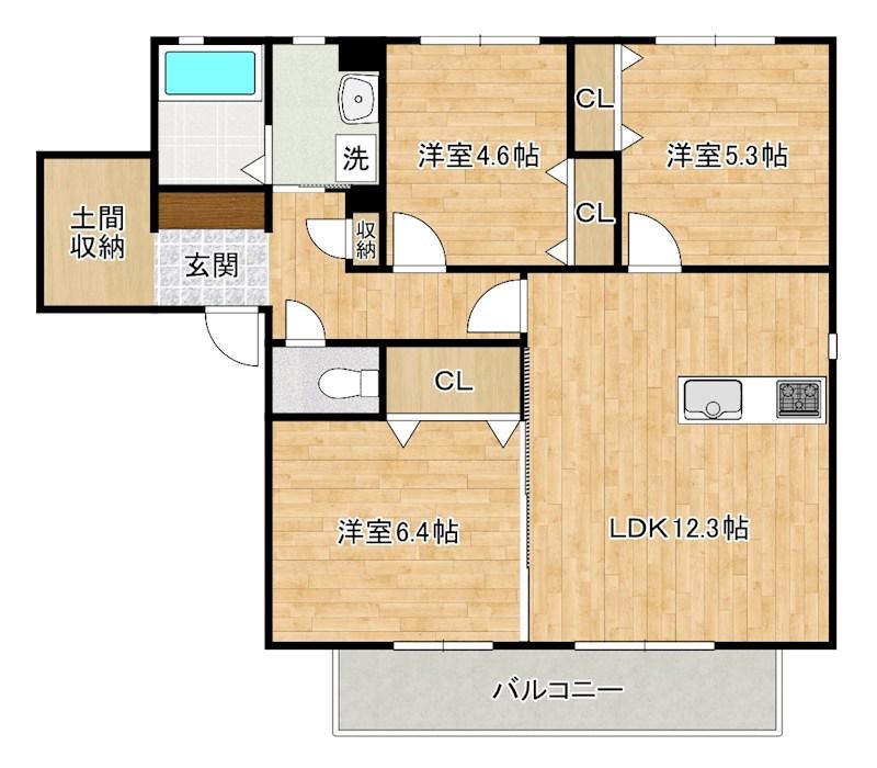 クリプトン(3LDK/2階)の間取り写真
