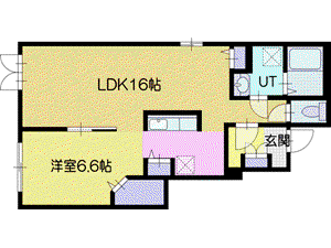 プラシードK IX(1LDK/1階)の間取り写真