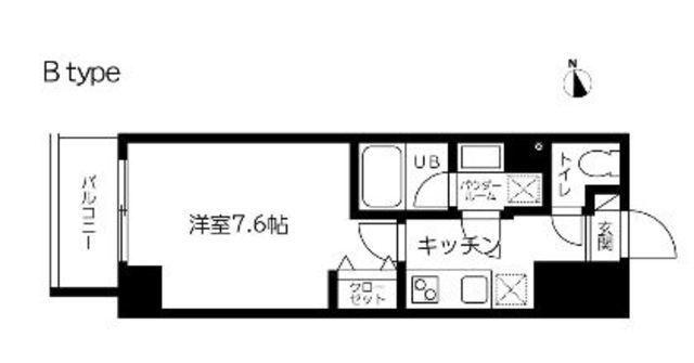 スカイコート蔵前II(1K/4階)の間取り写真