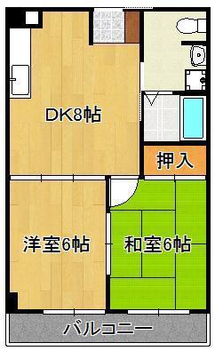サンコーポ熊本(2DK/1階)の間取り写真