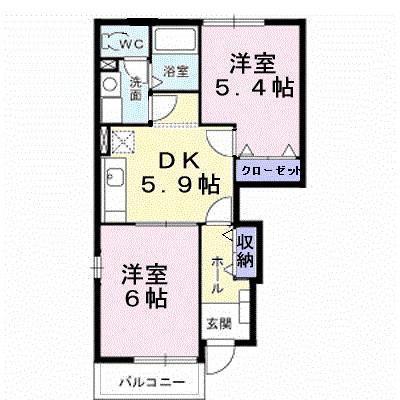 ポム・ド・テールB(2DK/1階)の間取り写真