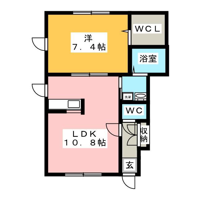 ハッピー8 B(1LDK/1階)の間取り写真