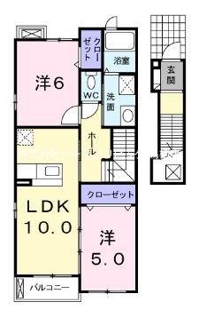 カーサディポモドーロI(2LDK/2階)の間取り写真