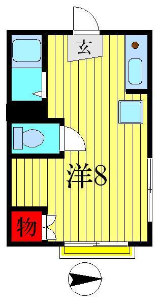 カーサ新(ワンルーム/1階)の間取り写真