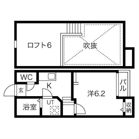 CREO中村公園弐番館(1K/1階)の間取り写真