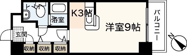 JR新白島駅前東亜ビル(ワンルーム/5階)の間取り写真