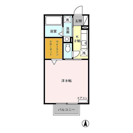 メゾンモナリエ(1K/2階)の間取り写真