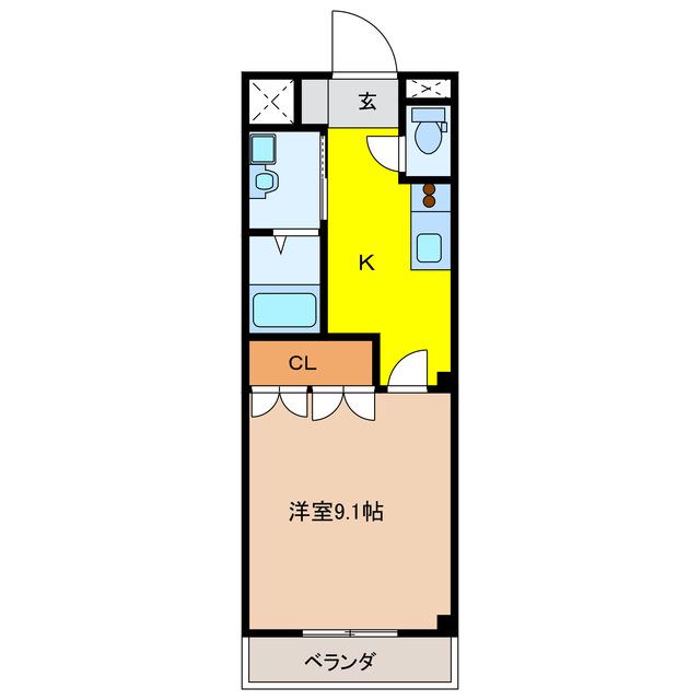エスポアールI(1K/2階)の間取り写真