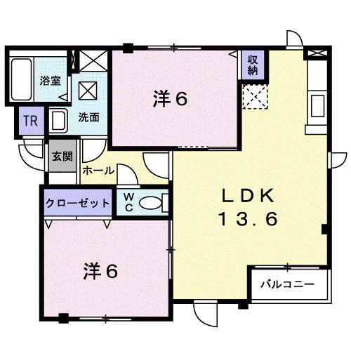 ＪＲ千歳線 長都駅 徒歩5分 2階建 築21年(2LDK/2階)の間取り写真