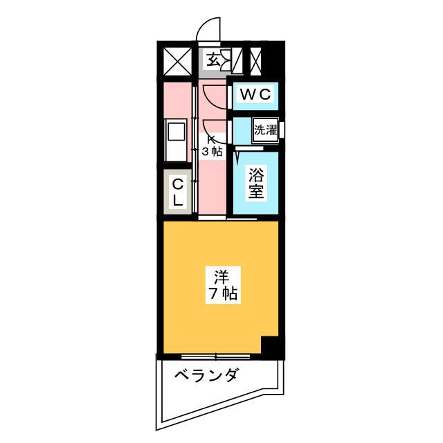 シティパレス薬大前(1K/2階)の間取り写真