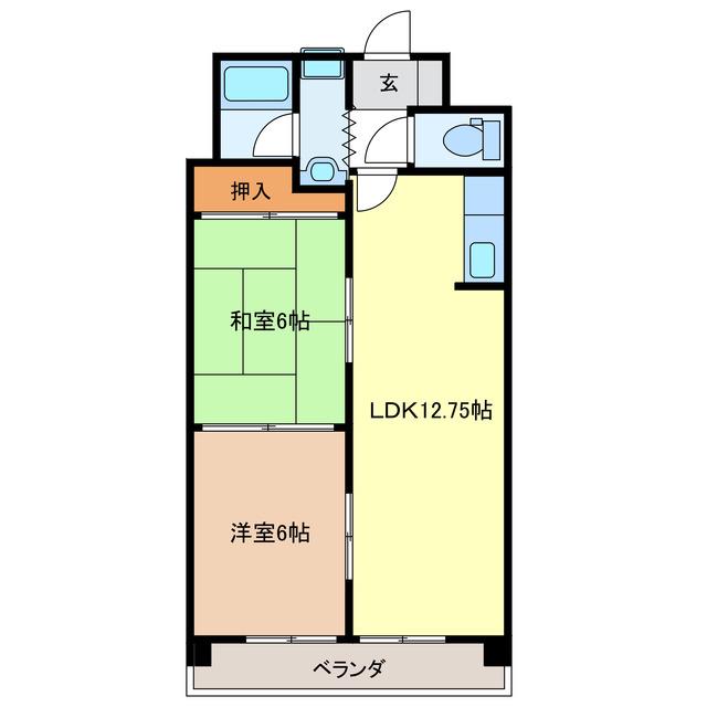 スカイタウン上浜(2LDK/2階)の間取り写真