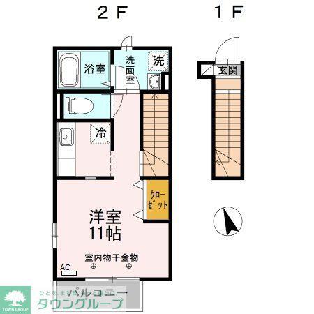京成本線 京成関屋駅 徒歩4分 2階建 築12年(ワンルーム/2階)の間取り写真