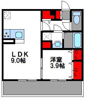 ラ・ルート若宮(1LDK/1階)の間取り写真
