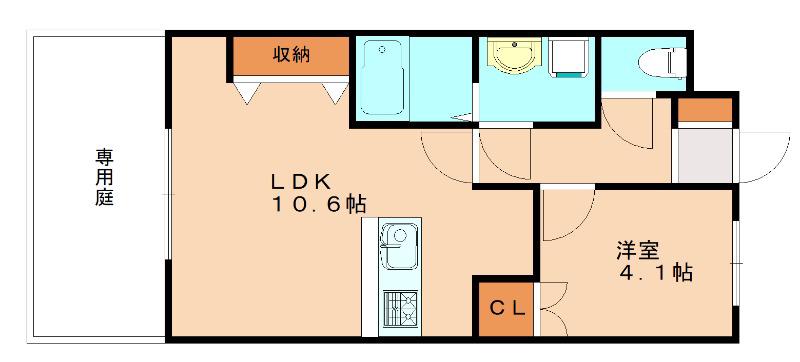 エバープレイスひかり(1LDK/1階)の間取り写真