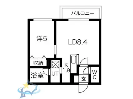 グラシアス円山(1LDK/2階)の間取り写真