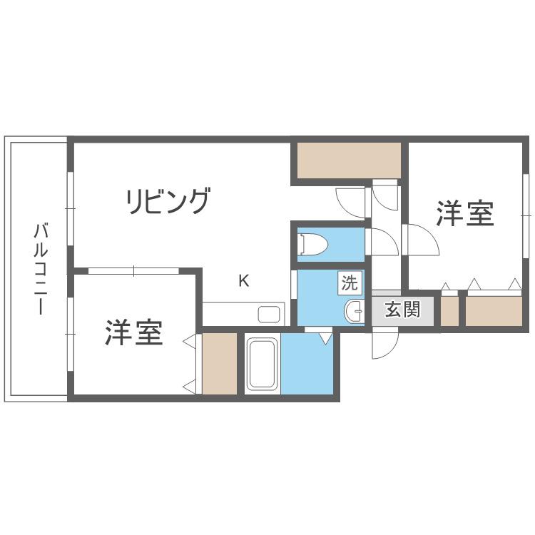 アメニティ発寒(2LDK/4階)の間取り写真