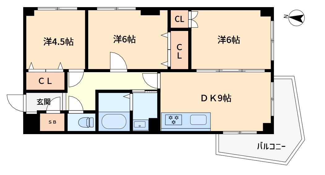 五輪団地H3号棟(3DK/10階)の間取り写真