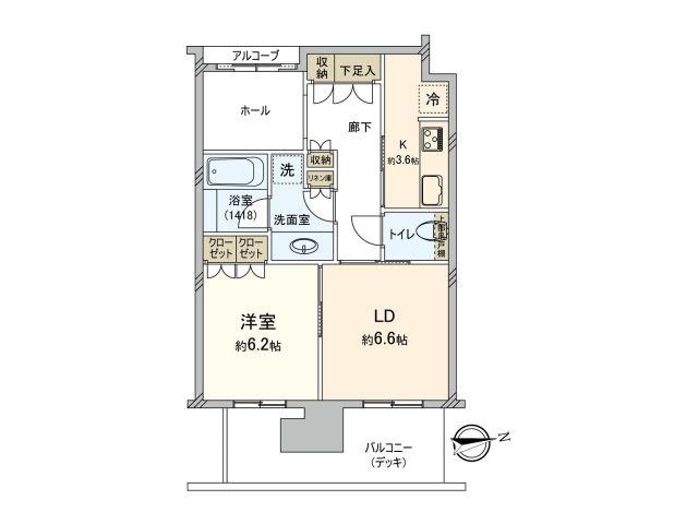グラングリーン大阪 THE ノース RESIDENCE(1LDK/23階)の間取り写真