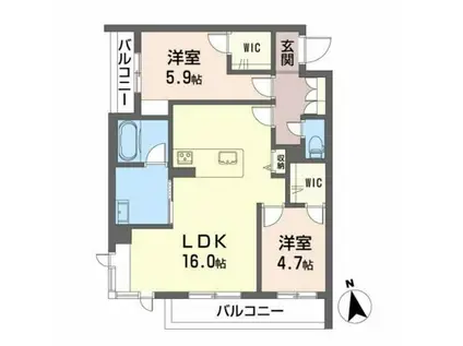 GREENAGE U(2LDK/3階)の間取り写真