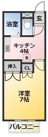 アンジュB棟(1K/1階)の間取り写真