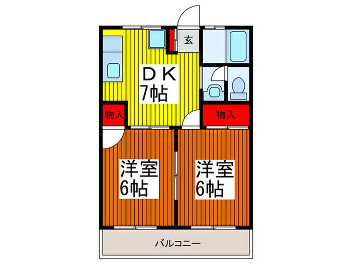 メゾン望月(2DK/1階)の間取り写真