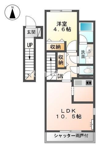 名鉄尾西線 観音寺駅(愛知) 徒歩16分 2階建 築9年(1LDK/2階)の間取り写真