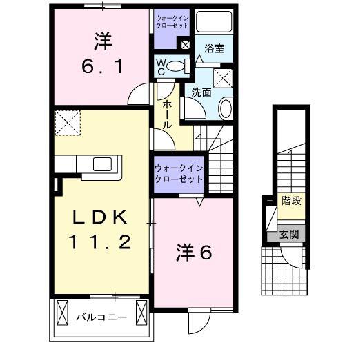ヴィテッロ(2LDK/2階)の間取り写真