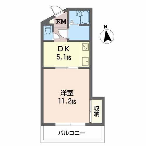 コウシンハイツ(1DK/3階)の間取り写真