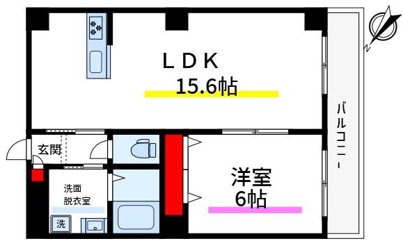 MKG千束(1LDK/6階)の間取り写真