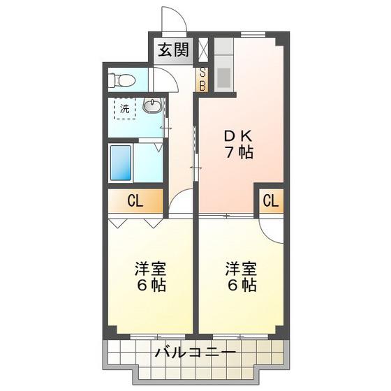 ロイヤルマンションHAMADA(2DK/2階)の間取り写真