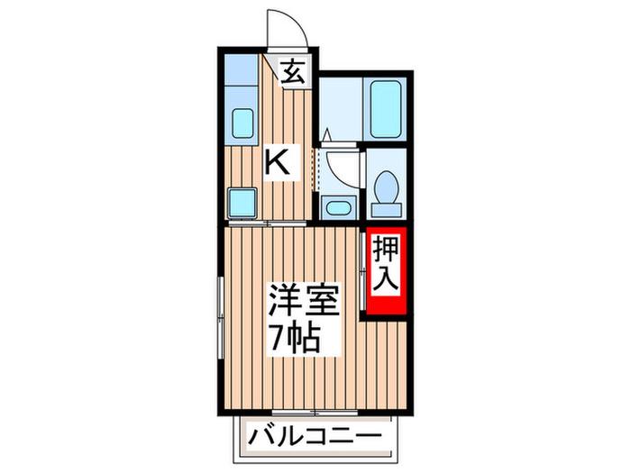 ノーベンバーヒルズ(1K/2階)の間取り写真