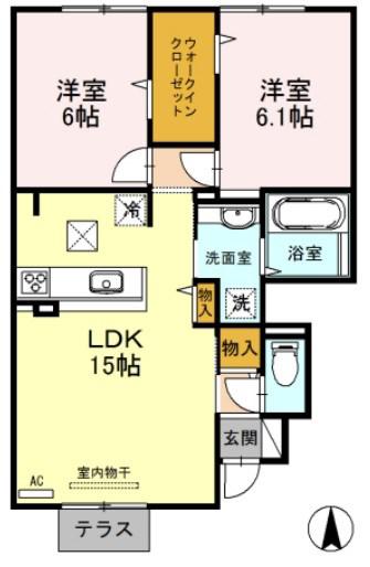 ソル・ヴィアーレ(2LDK/1階)の間取り写真